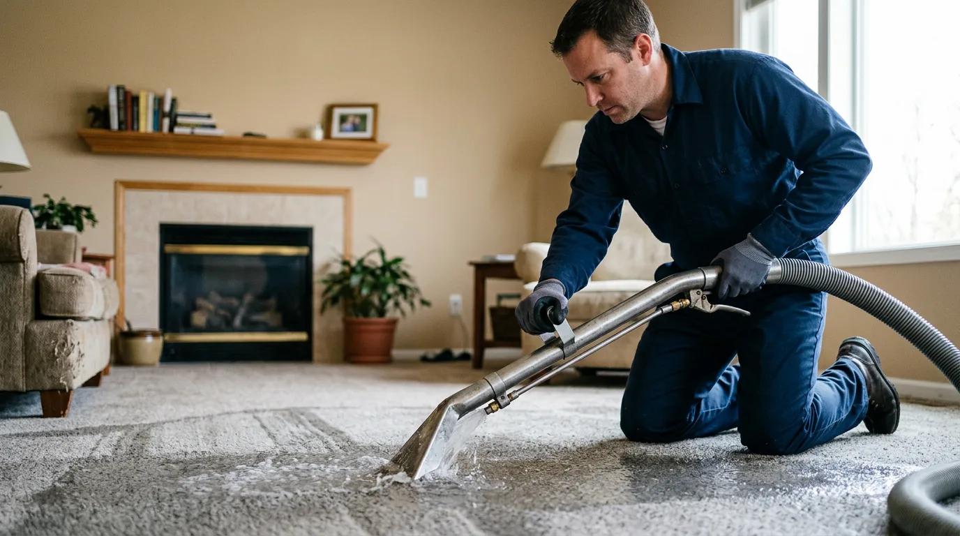 Water damage restoration technician working near Lewis, IN